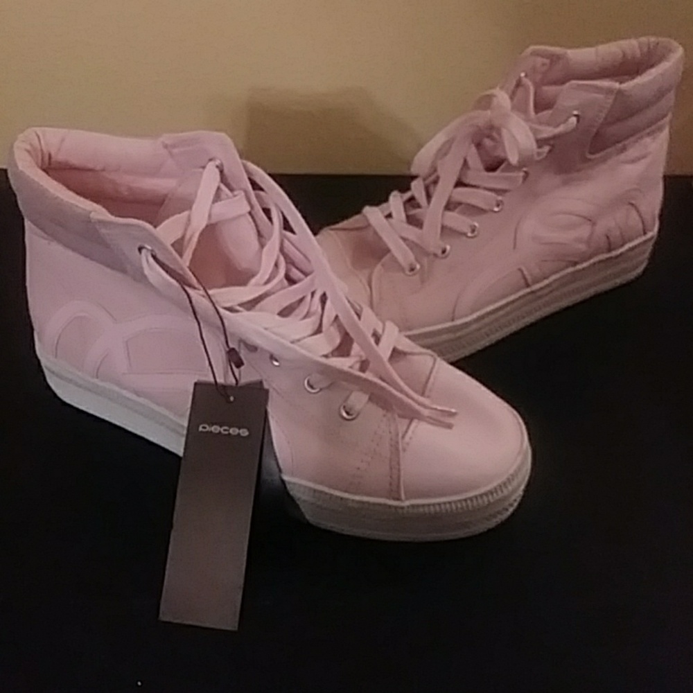 New Pink Canvas Sneakers by "Pieces"